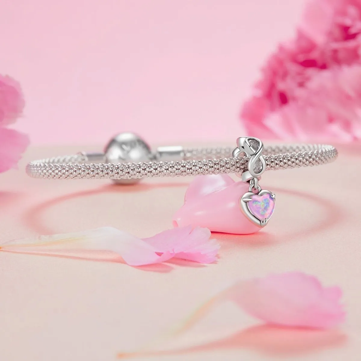 Opal Heart & Infinity Charm