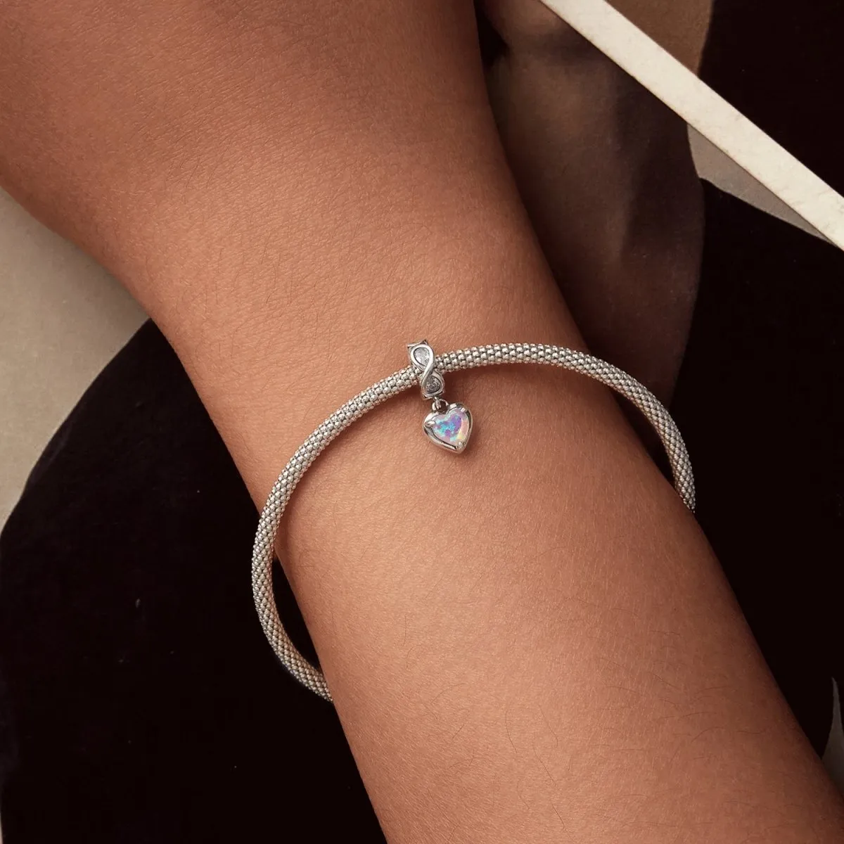 Opal Heart & Infinity Charm