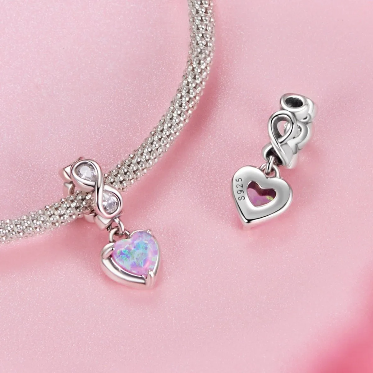 Opal Heart & Infinity Charm