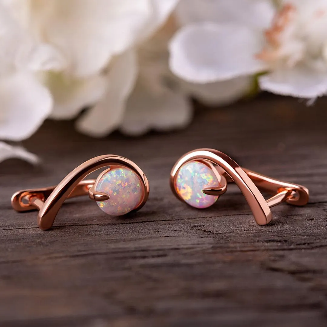 Opulent' Unique  White Opal Drop Earrings