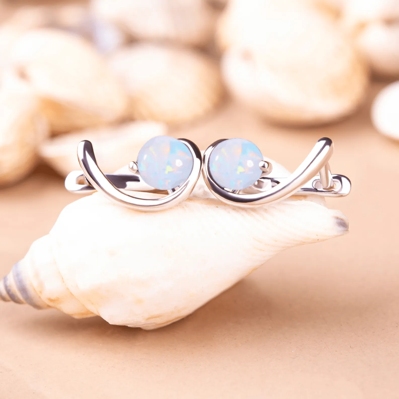 Opulent' Unique  White Opal Drop Earrings
