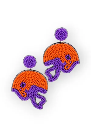 Orange & Purple Football Helmet Earrings