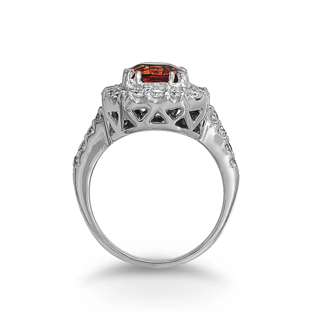 Orange Sapphire Diamond Ring