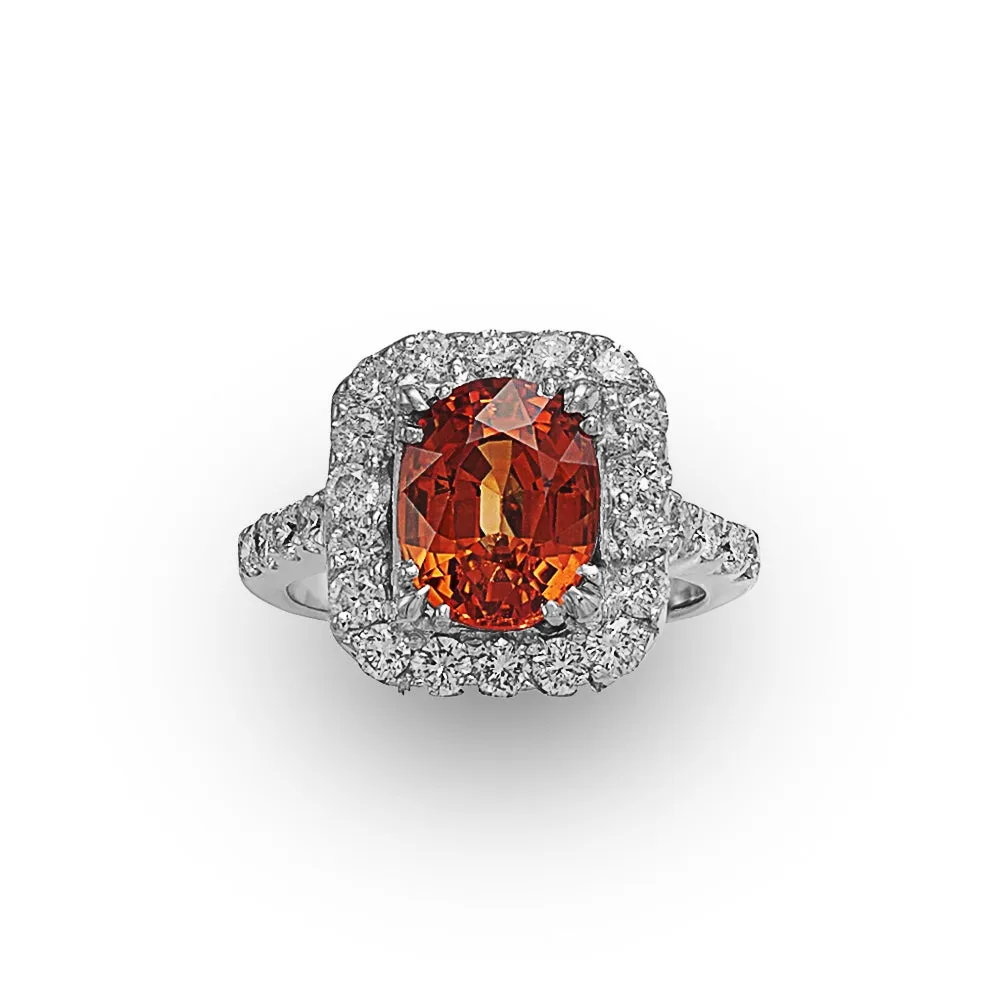 Orange Sapphire Diamond Ring