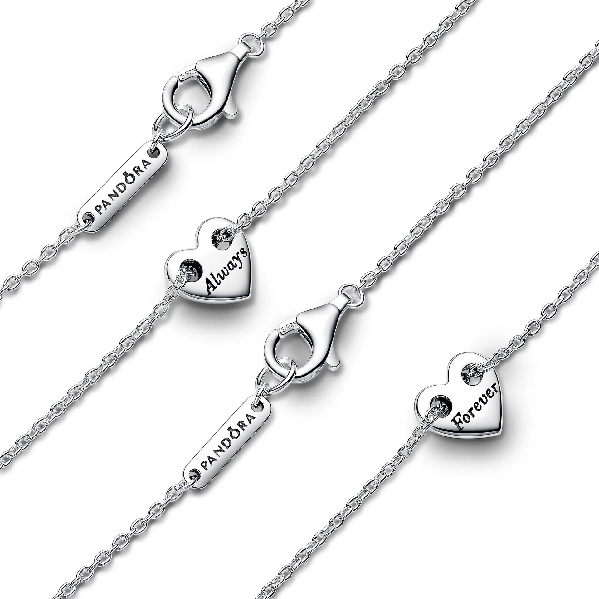 Pandora Forever & Always Splittable Heart Collier Necklaces
