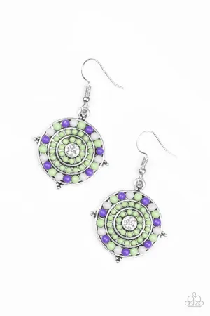 Paparazzi Earring ~ Caribbean Cruzin - Green