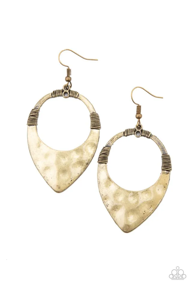 Paparazzi Earring ~ Instinctively Industrial - Brass