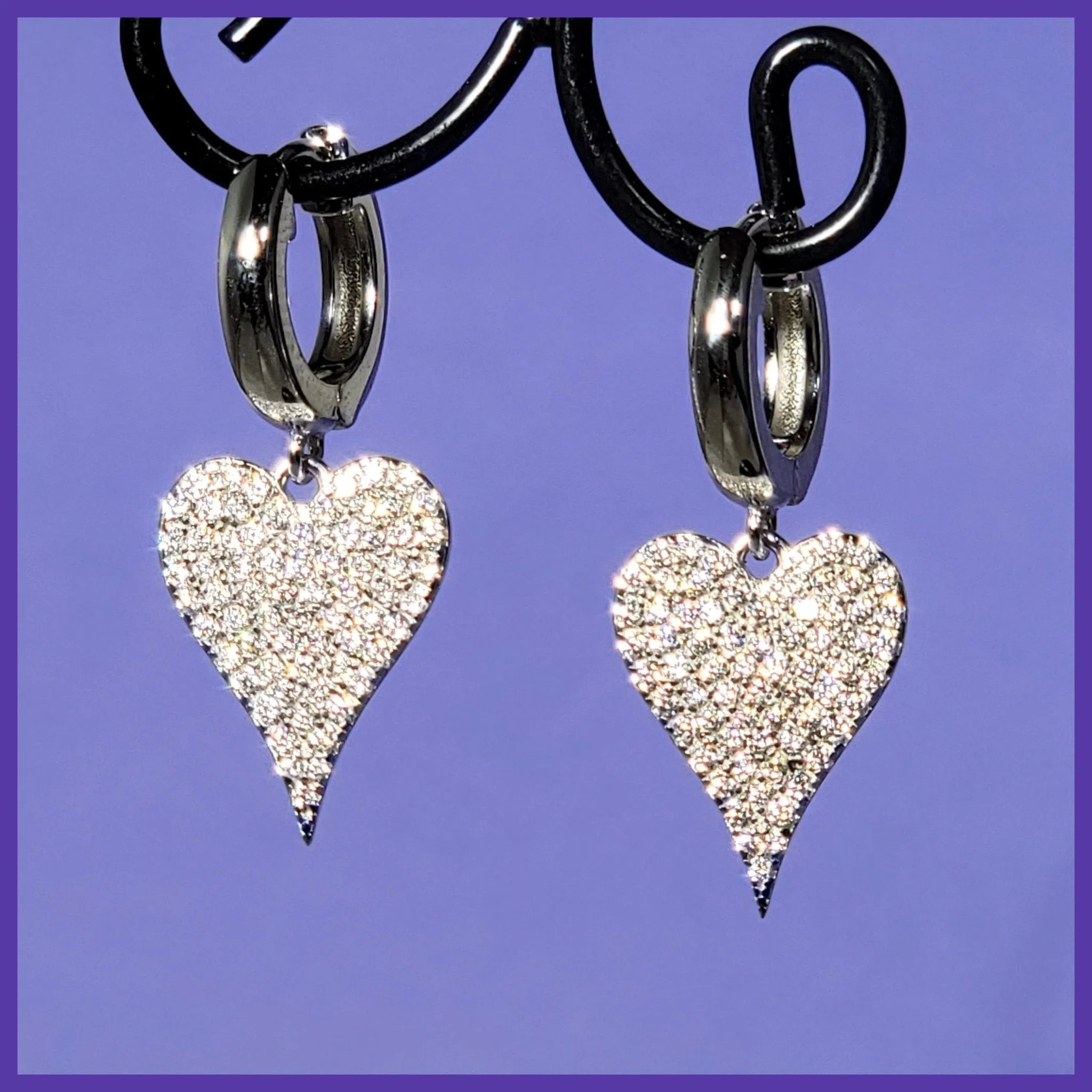 Pav Sterling Heart Earrings