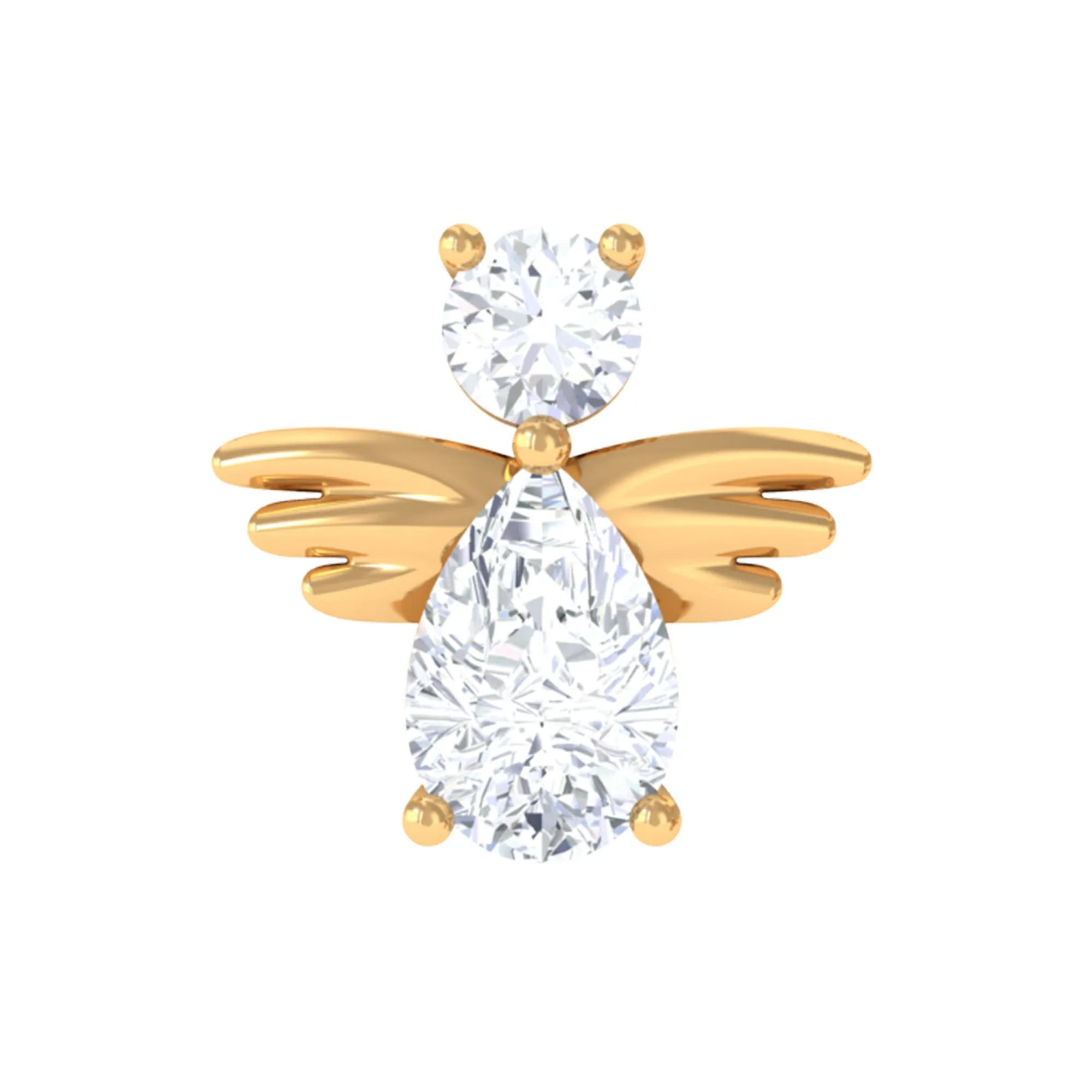 Pear and Round Moissanite Angel Cartilage Earring