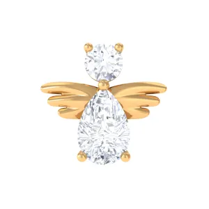 Pear and Round Moissanite Angel Cartilage Earring