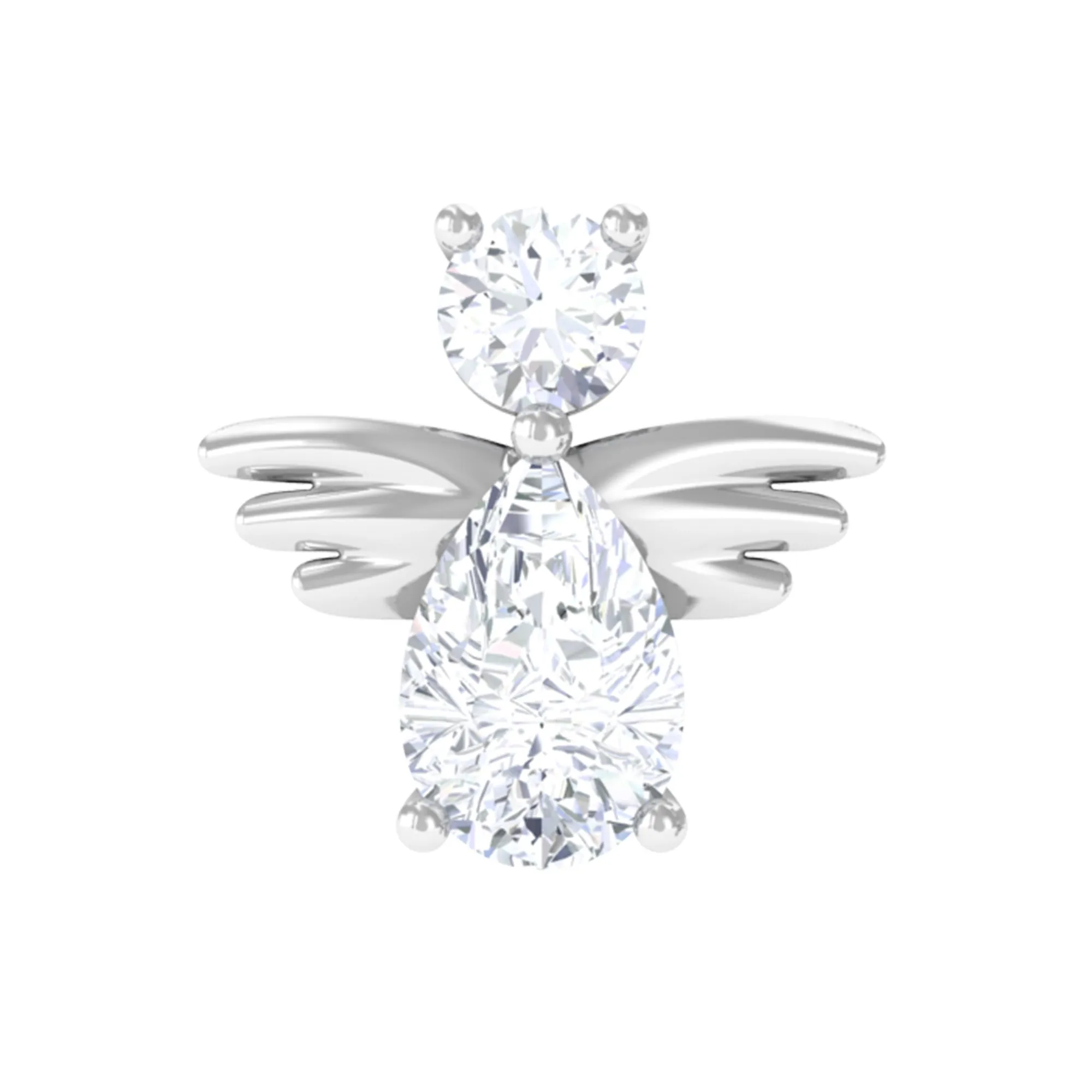 Pear and Round Moissanite Angel Cartilage Earring