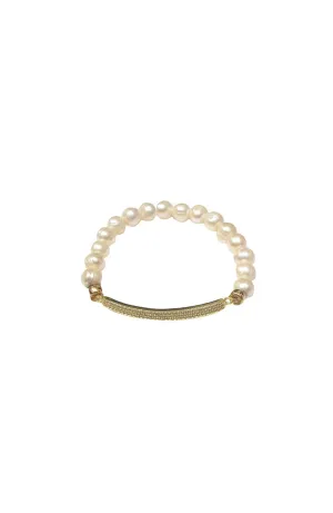 Pearl Gold CZ Bar Bracelet