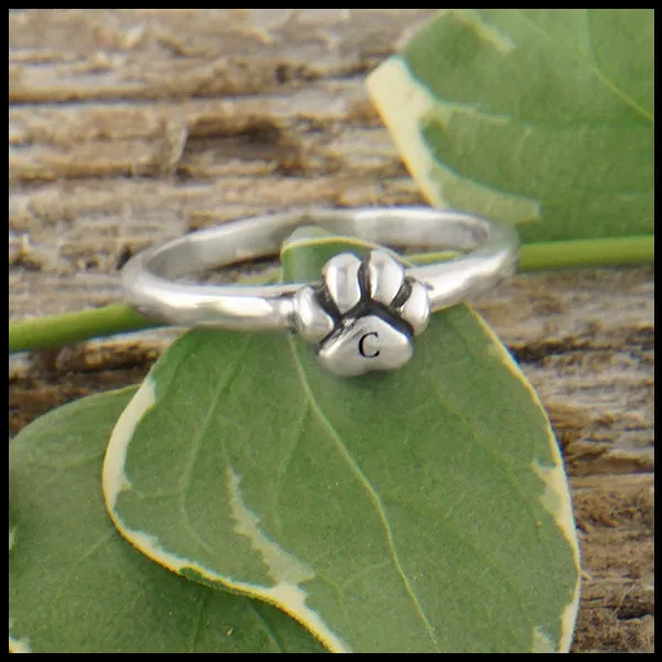 Personalized Paw Print Stacking Ring