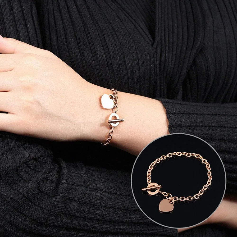 Personalized Women Stainless Steel Bracelet Heart Shape Party Jewelry For Women Bangles Best Gift For Friend