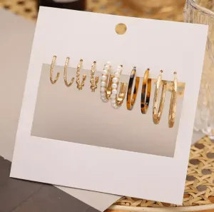 Pinapes Latest Stylish Design Metal Earrings for Women and Girls (Set of 5)