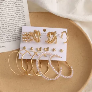 Pinapes Latest Stylish Design Metal Earrings for Women and Girls (Set of 9)