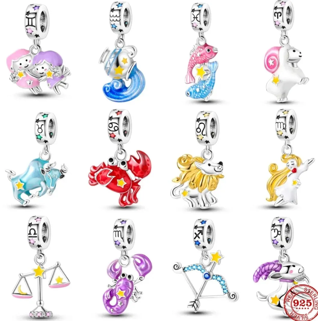 Pisces Star Sign Charm - 925 Sterling Silver