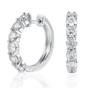 Platinum Plated 925 Silver Hoop Moissanite Earrings 1.8ctw