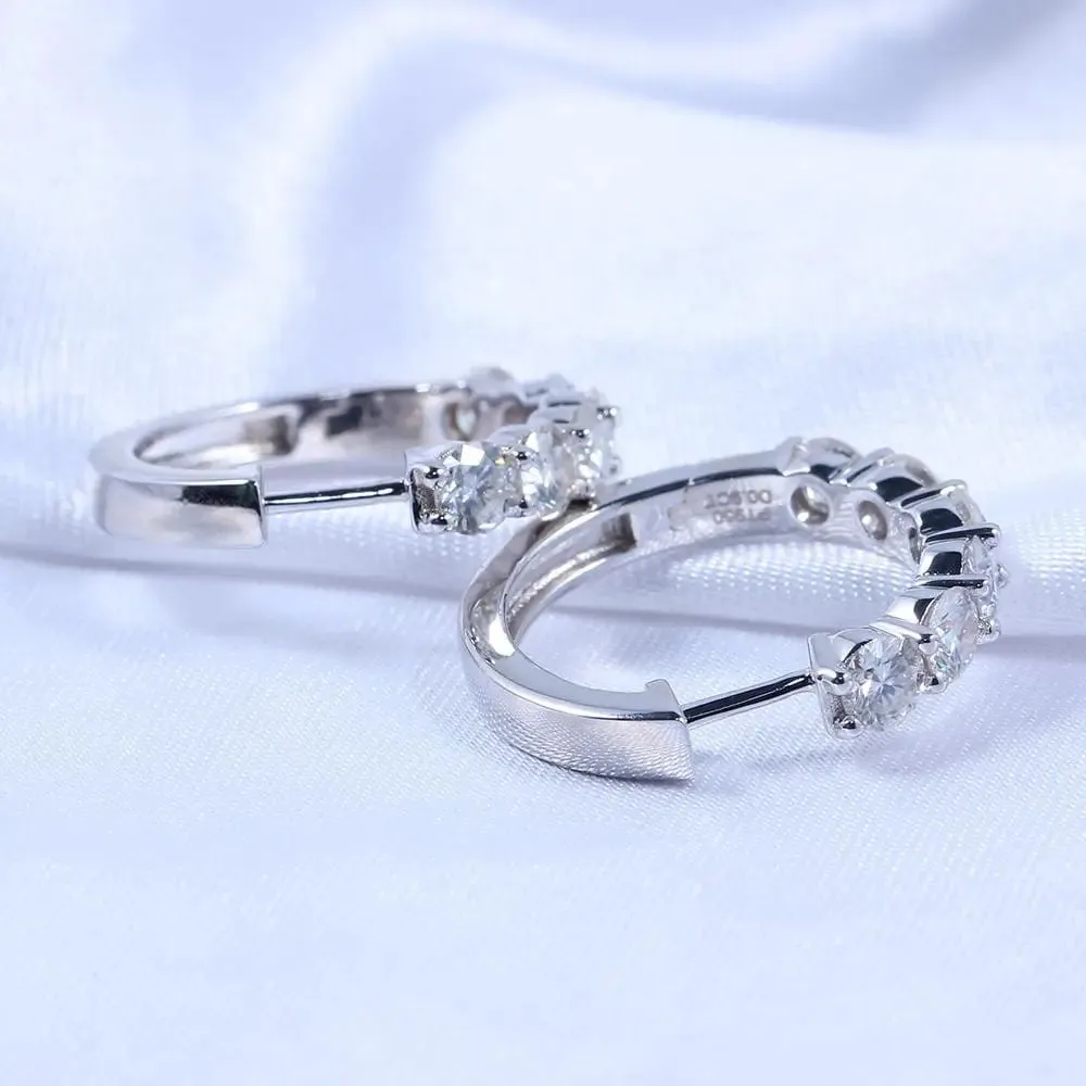 Platinum Plated 925 Silver Hoop Moissanite Earrings 1.8ctw