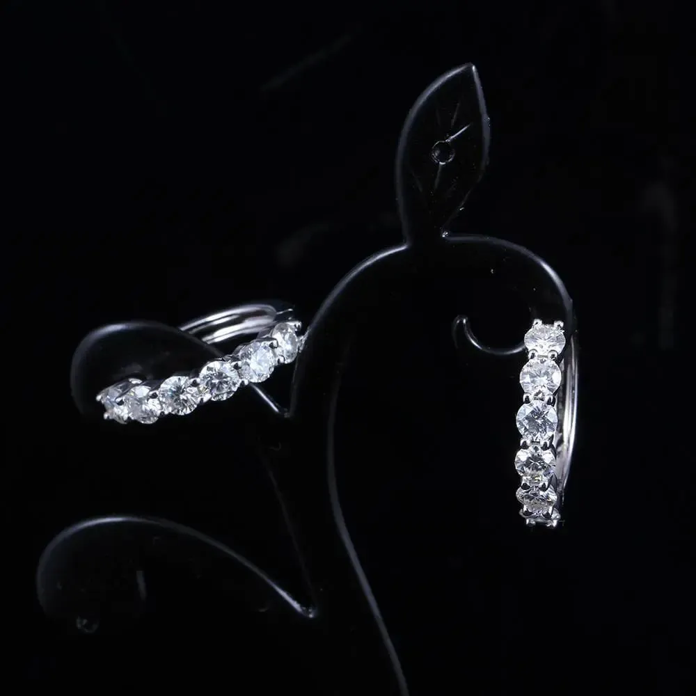 Platinum Plated 925 Silver Hoop Moissanite Earrings 1.8ctw
