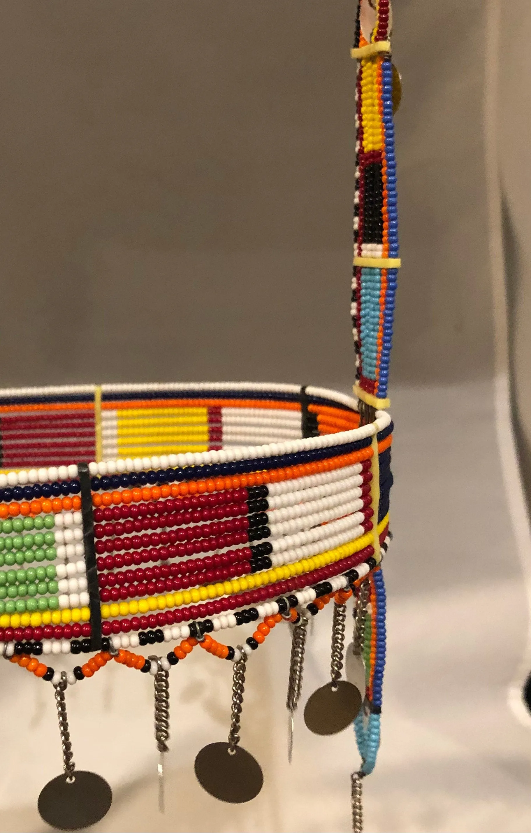 Queen's Crown | Crown with Staff and Metal Tassels | East African Beaded Decorated Crown | Nile Valley | Tribal & Ethnic | Afrocentric
