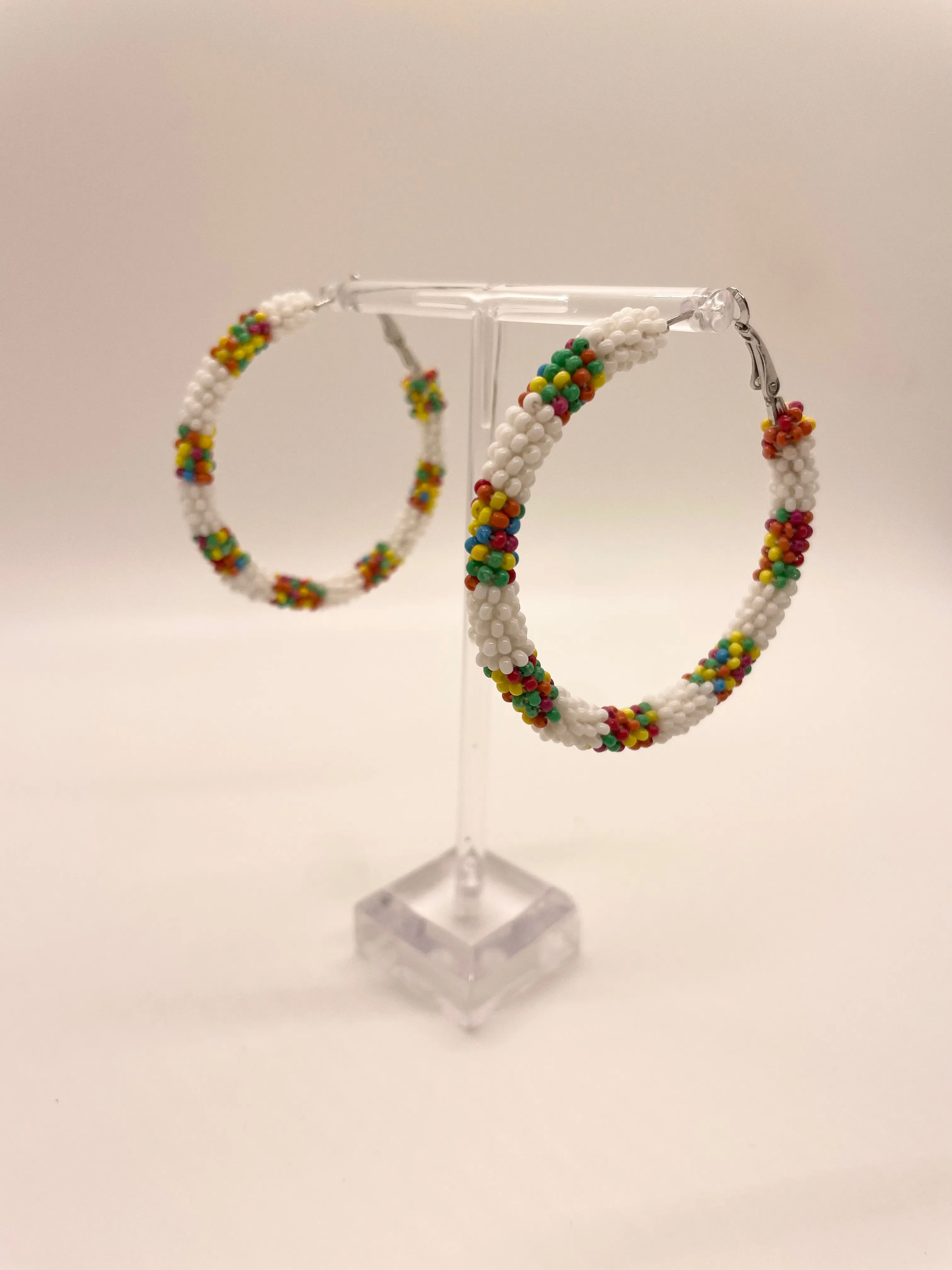 Rainbow Multi Beaded Hoop