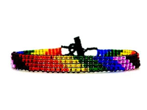 Rainbow w/ Purple Skinny Boho Bracelet