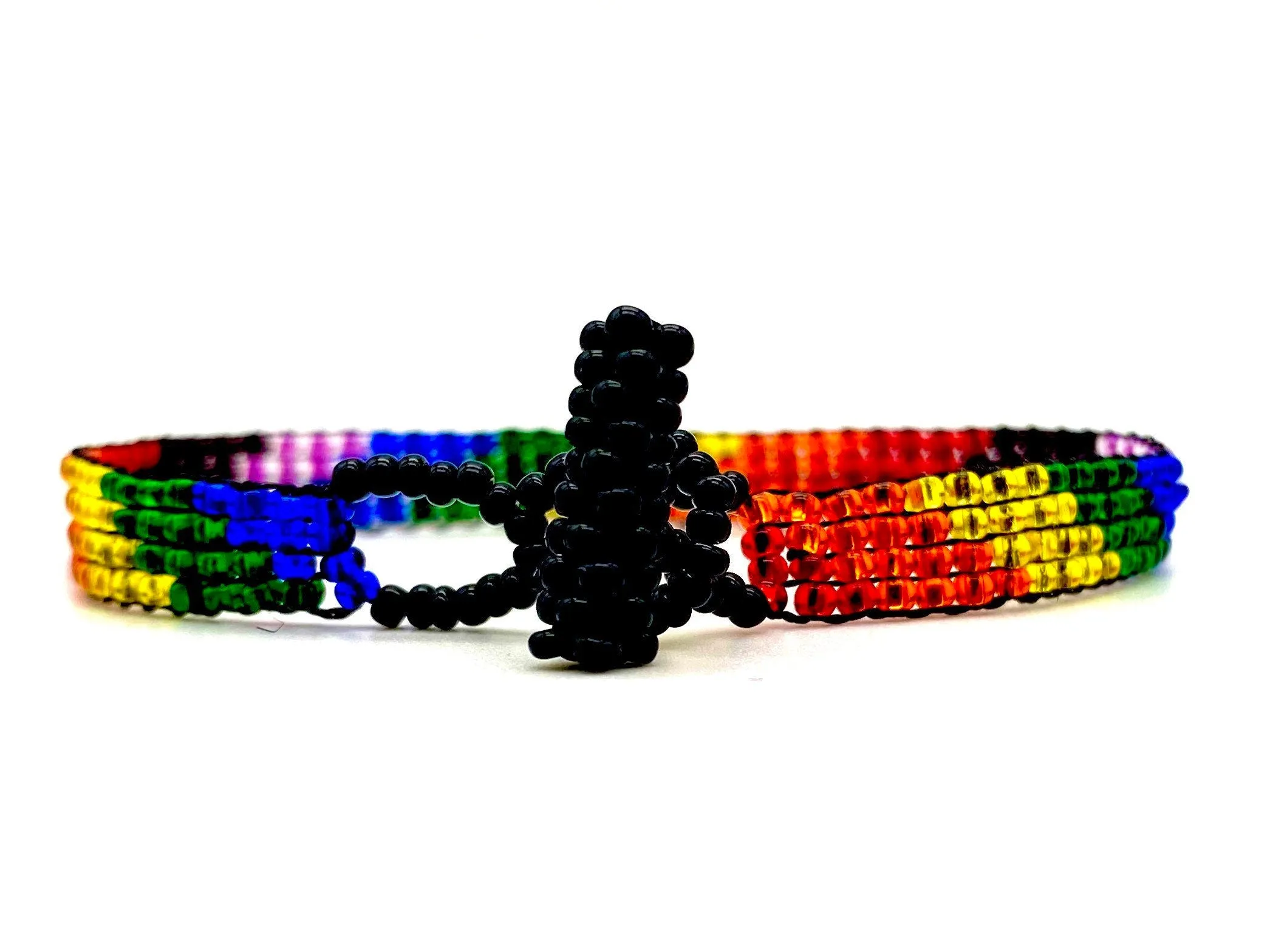 Rainbow w/ Purple Skinny Boho Bracelet