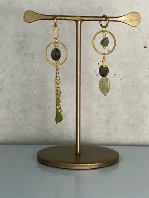 Rhapsody in Green Earrings * gold-toned