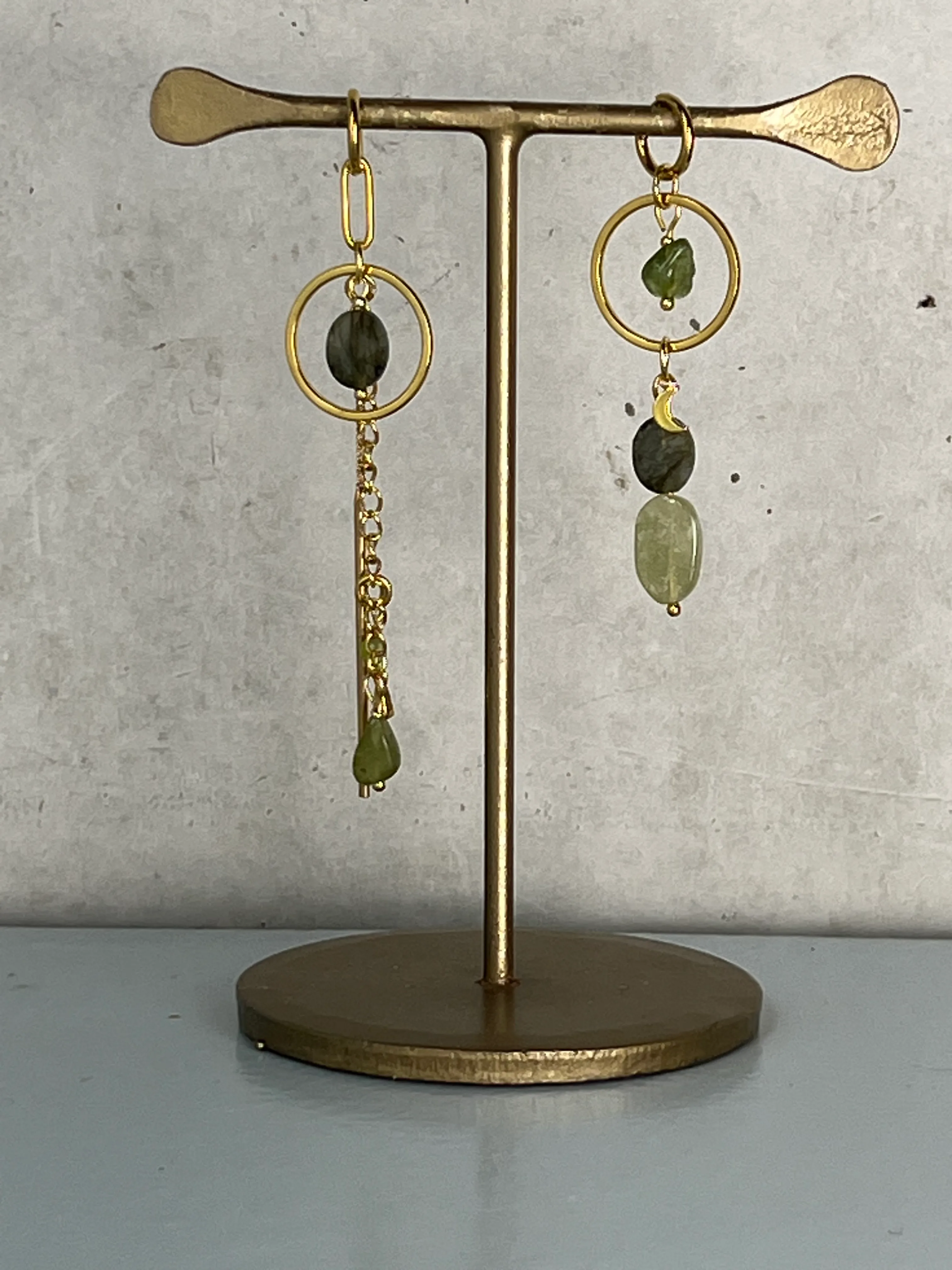 Rhapsody in Green Earrings * gold-toned