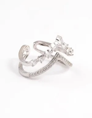 Rhodium Elegant V Ring