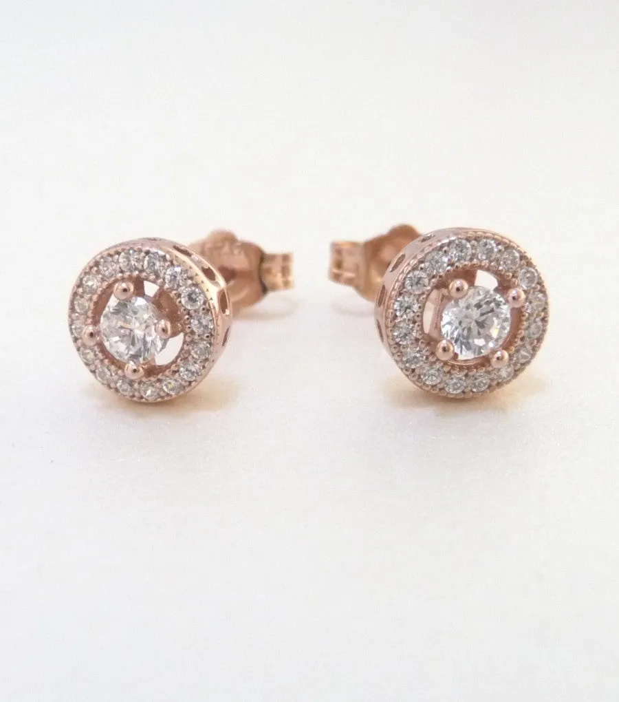 Rose Gold Cubic Zirconia Stud Earrings