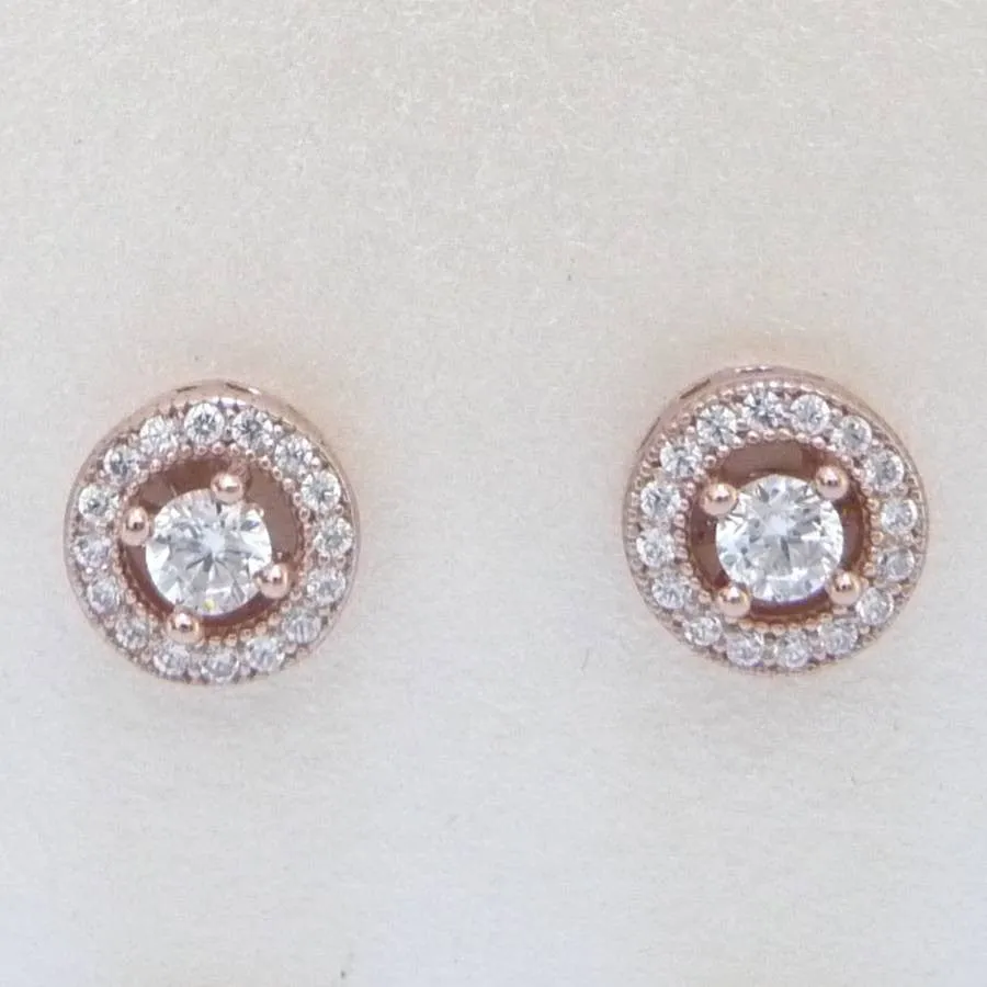 Rose Gold Cubic Zirconia Stud Earrings