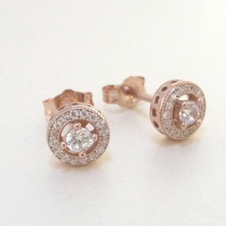 Rose Gold Cubic Zirconia Stud Earrings