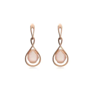 Rose Gold Vermeil Rose Quartz Teardrop Twist Stud Drop Earrings