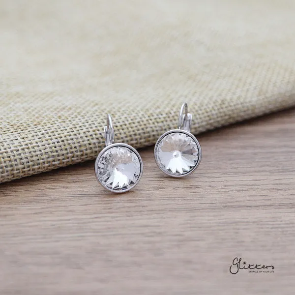 Round Crystal Hook Earrings - 5 Colour Options