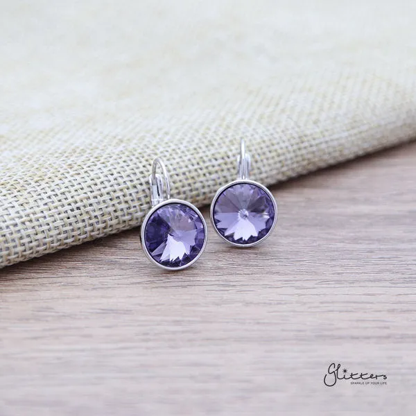 Round Crystal Hook Earrings - 5 Colour Options