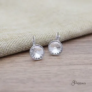 Round Crystal Hook Earrings - 5 Colour Options