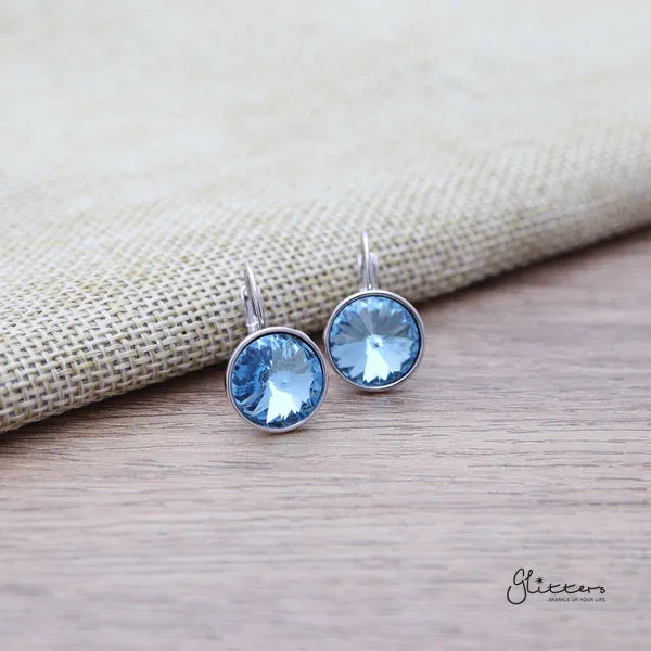 Round Crystal Hook Earrings - 5 Colour Options