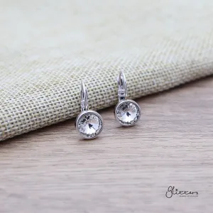 Round Crystal Hook Earrings - 8 Colour Options