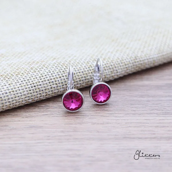 Round Crystal Hook Earrings - 8 Colour Options