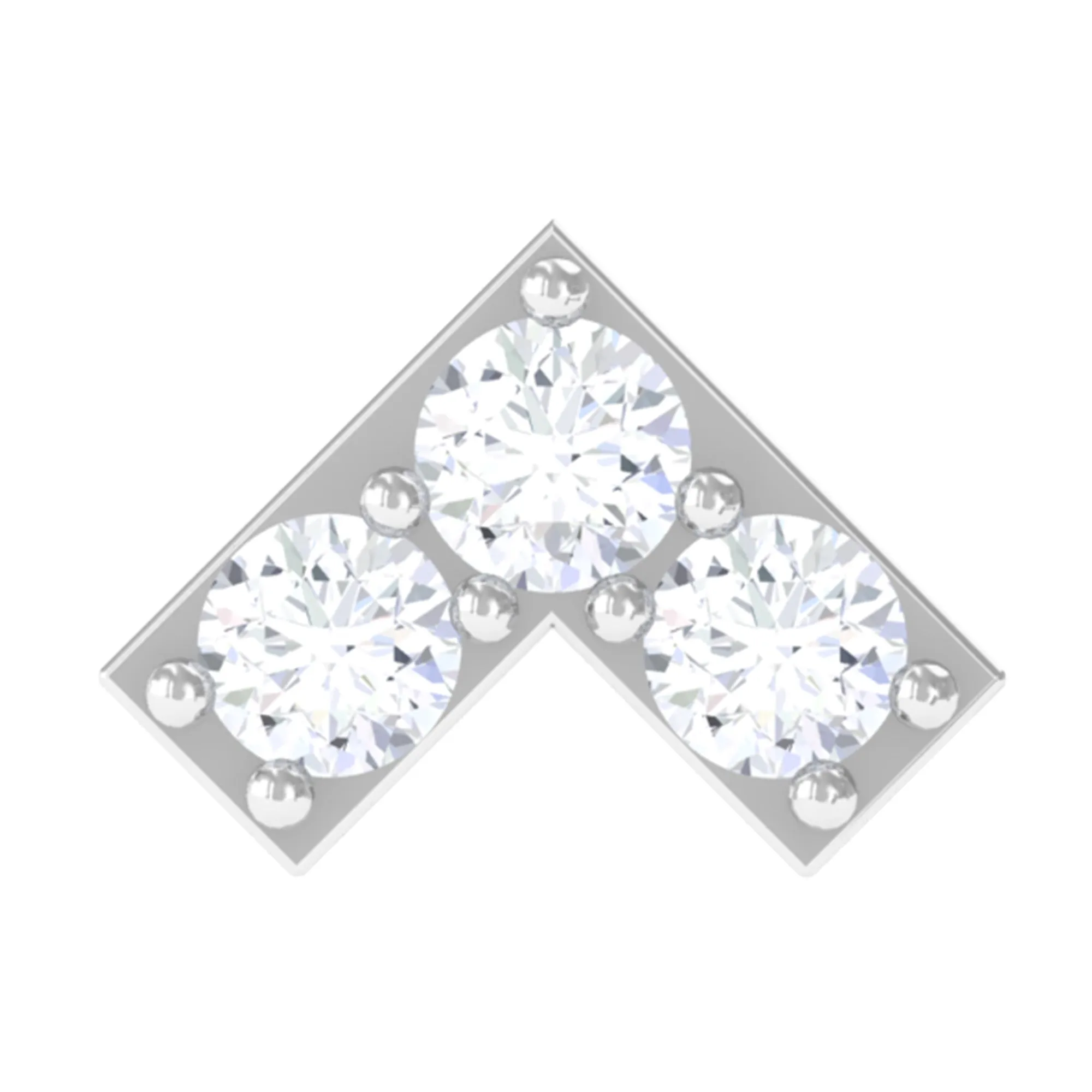 Round Moissanite Chevron Tragus Earring in Gold