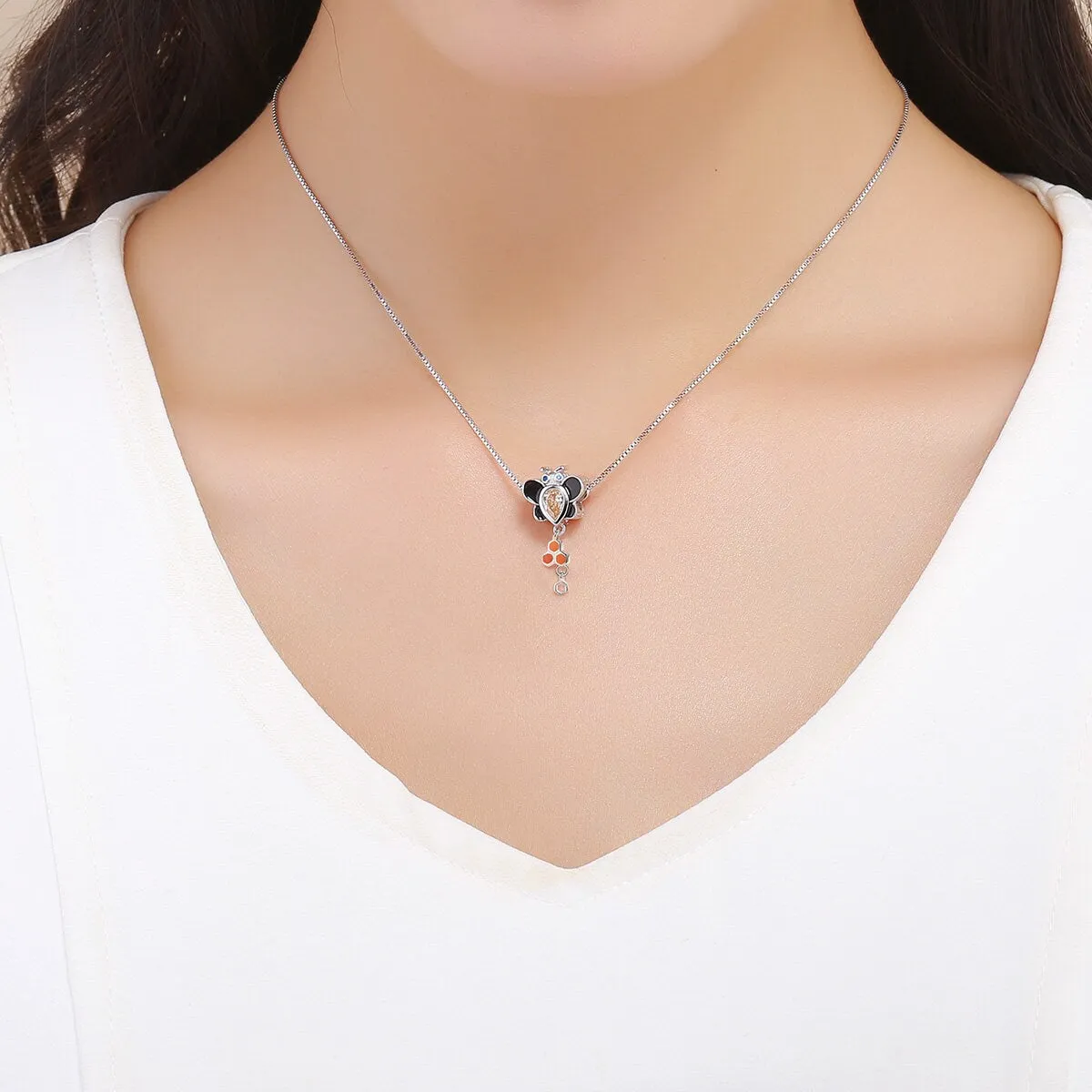 S925 Silver Cute Little Bee Charm Beads
