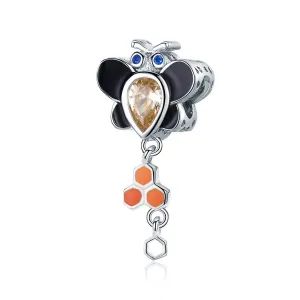 S925 Silver Cute Little Bee Charm Beads