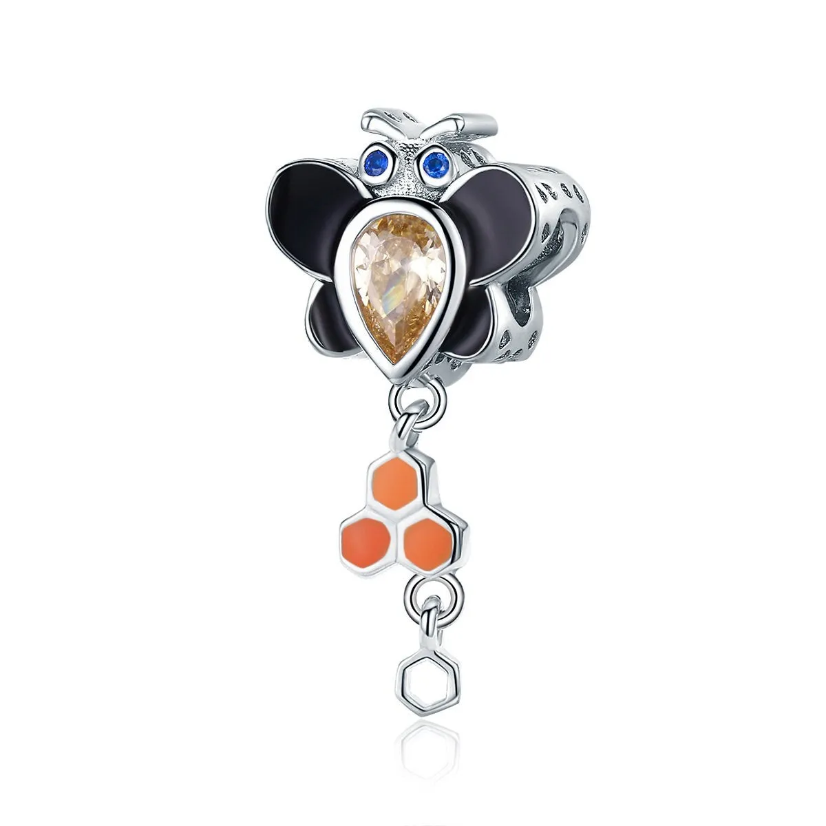 S925 Silver Cute Little Bee Charm Beads