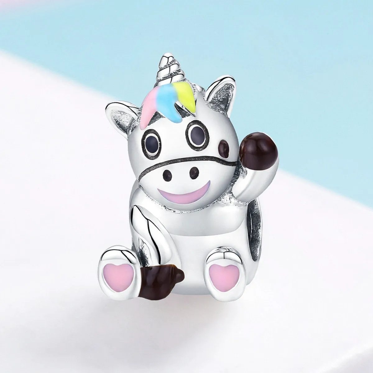 S925 Silver Cute Pony Charm Beads