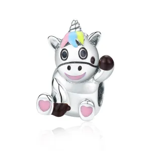 S925 Silver Cute Pony Charm Beads