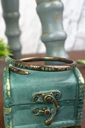SALE! Burnished Coppertone with Patina Jeremiah 29:13 Nail Bangle