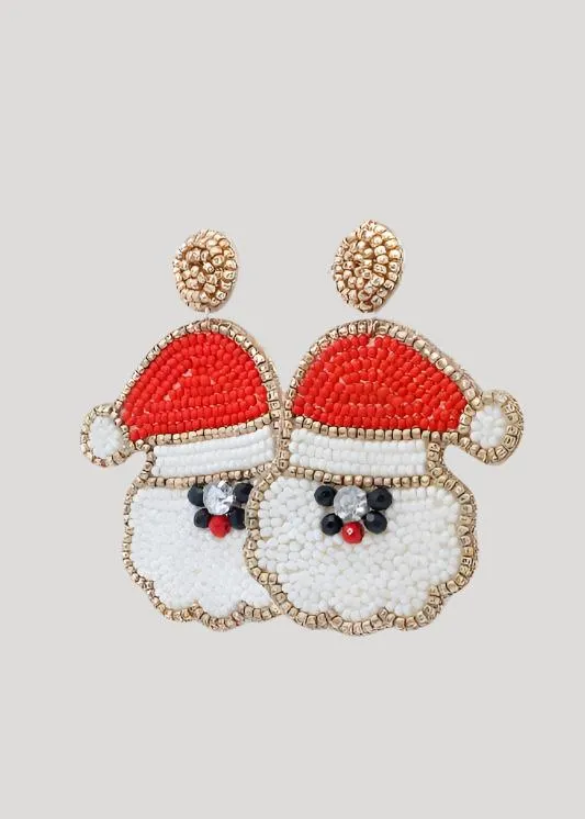 Santa Holiday Beaded Earrings