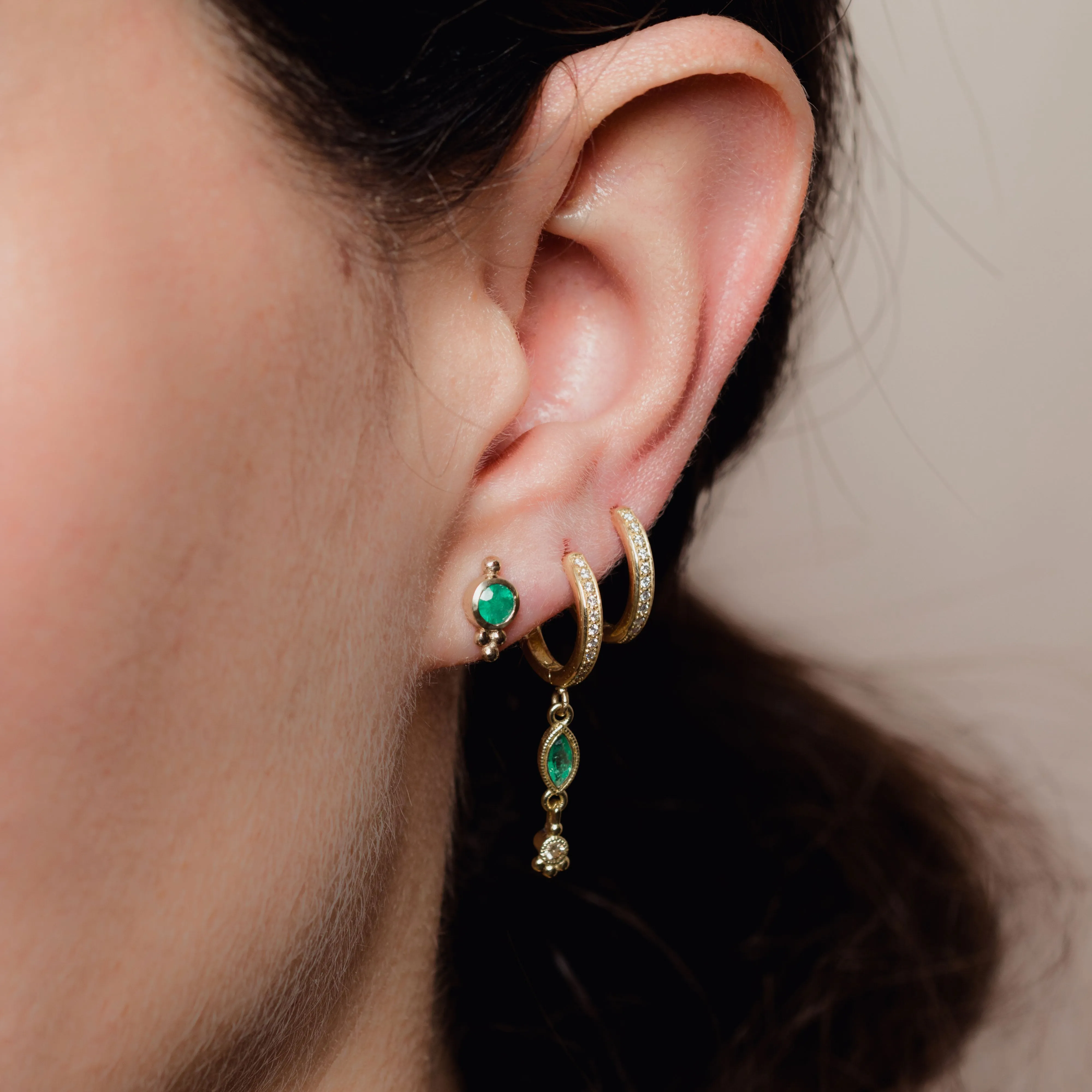 Selene - emerald & diamonds dangle earrings